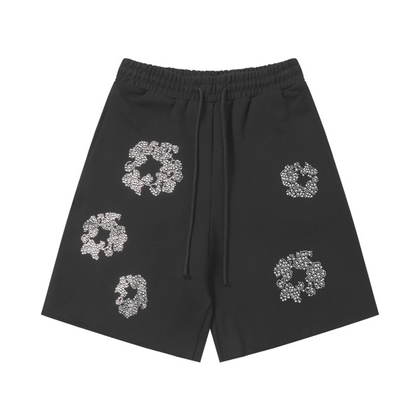 Denim Tears Crystal patch cotton logo design shorts Black 25509