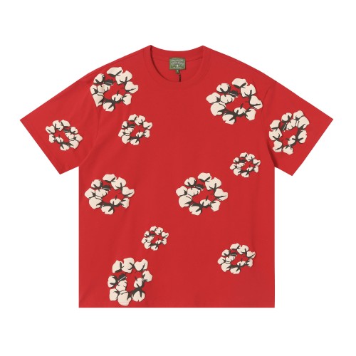 Denim Tears Classic Kapok logo short-sleeved T-shirt Red 25509