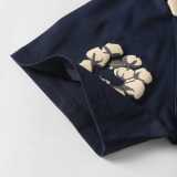 Denim Tears Classic Kapok logo short-sleeved T-shirt Navy Blue 25509