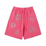 Denim Tears Crystal patch cotton logo design shorts Rose Red 25509