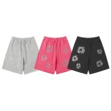Denim Tears Crystal patch cotton logo design shorts Rose Red 25509