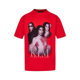 Balenciaga KIM portrait design short-sleeved T-shirt Red 25509