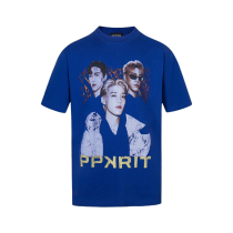 Balenciaga PPKRIT portrait design short-sleeved T-shirt Blue 25509 Balenciaga PPKRIT portrait design short-sleeved T-shirt Blue 25509