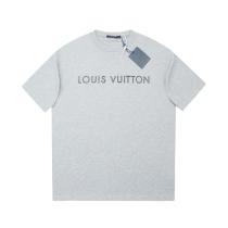 Louis Vuitton Letter patch diamond logo short sleeve T-shirt Grey 25529