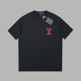 Louis Vuitton Suede diamond logo short sleeve T-shirt Black 25529