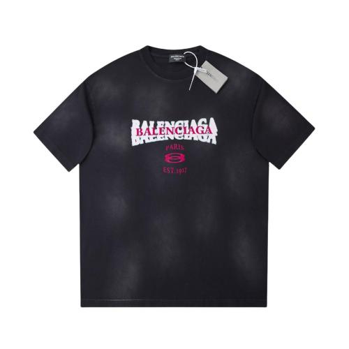 Balenciaga Graffiti flocked letter print short-sleeved T-shirt Black 25529