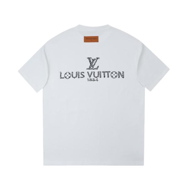 Louis Vuitton 1854 Letter patch diamond logo short sleeve T-shirt White 25529