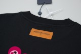 Louis Vuitton Embroidered floral and lettering logo short-sleeved T-shirt Black 25529