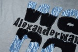 alexanderwang 25SS Denim patch letter hot diamond short-sleeved T-shirt Grey 25529