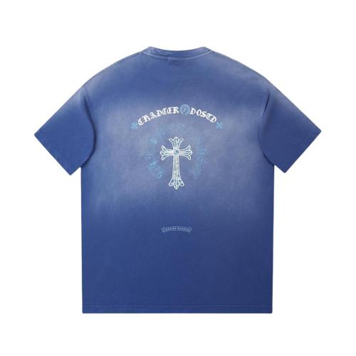 Chrome Hearts Patchwork contrasting Sanskrit letter logo print short-sleeved T-shirt Blue 25529