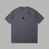 Louis Vuitton Embroidered floral and lettering logo short-sleeved T-shirt Gery 25529