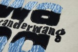 alexanderwang 25SS Denim patch letter hot diamond short-sleeved T-shirt Military Apricot 25529