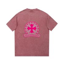 Chrome Hearts Diamond Sanskrit letter logo short-sleeved T-shirt Burgundy 25529