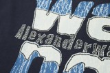 alexanderwang 25SS Denim patch letter hot diamond short-sleeved T-shirt Black 25529