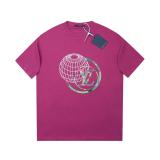 Louis Vuitton Grid globe logo short sleeve T-shirt Red 25529