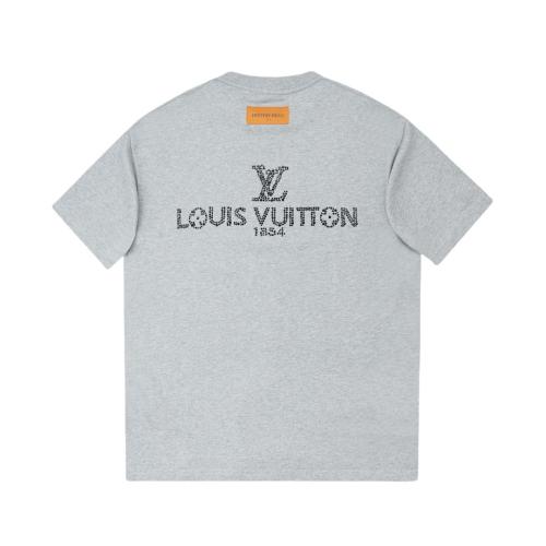 Louis Vuitton 1854 Letter patch diamond logo short sleeve T-shirt Gery 25529