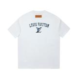 Louis Vuitton Denim patch logo short-sleeved T-shirt White 25529