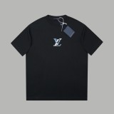 Louis Vuitton Denim patch logo short-sleeved T-shirt Black 25529
