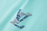 Louis Vuitton Denim patch logo short-sleeved T-shirt Green 25529