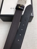 Gucci Double G sliver metal logo pebbled leather belt（width:3.8CM）