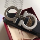 Ferragamo sliver Hollow brushed metal logo leather belt（width:3.5CM）