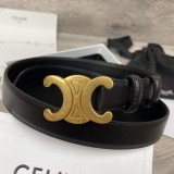 Celine Light gold metal logo belt black 250626（width:2.5CM）