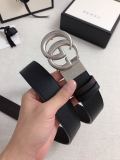 Gucci Double G sliver metal logo pebbled leather belt（width:3.8CM）