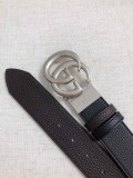 Gucci Double G sliver metal logo pebbled leather belt（width:3.8CM）