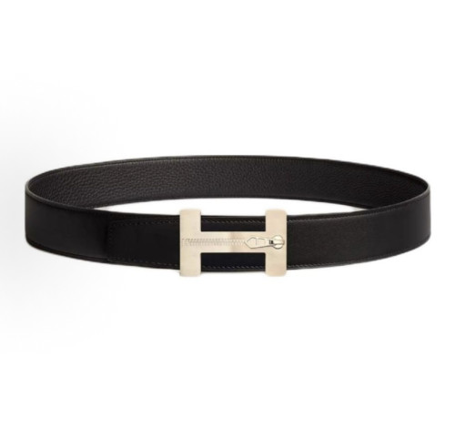 Hermès Zipper metal logo double-sided design belt coffee（width:3.8CM）