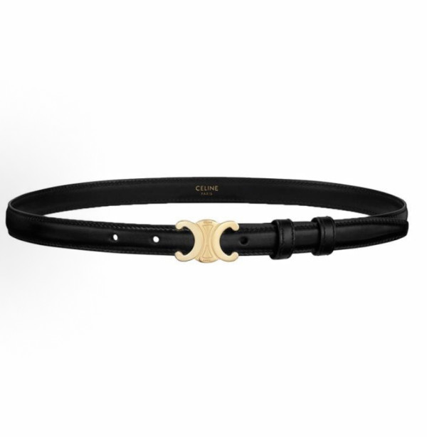Celine Light gold metal logo belt black 250626（width:2.5CM）