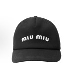 Miu Miu classic embroidered logo hat Black 250414