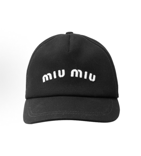 Miu Miu classic embroidered logo hat Black 250414