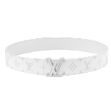 Louis Vuitton White logo grey and white leather belt（width:4CM）