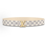 Louis Vuitton Metal logo check belt White 250626（width:4CM）