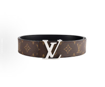 Louis Vuitton Metal White logo classic pattern leather belt Brown（width:4CM）