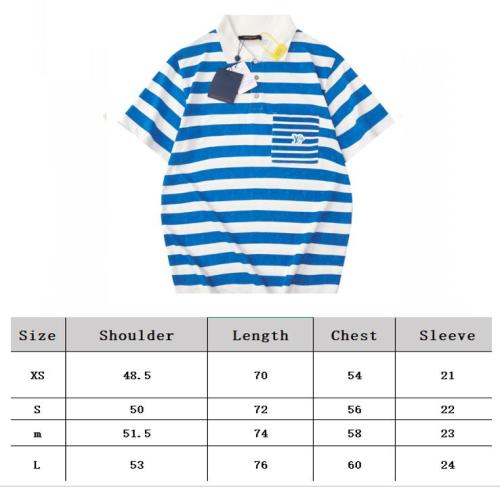 LOUIS VUITTON 2025 New Navy Blue Striped Jacquard Logo Short Sleeve Polo Shirt