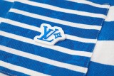 LOUIS VUITTON 2025 New Navy Blue Striped Jacquard Logo Short Sleeve Polo Shirt