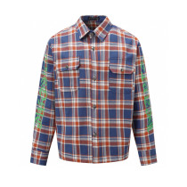 Chrome Hearts new striped plaid stitching silver button cardigan shirt 250724