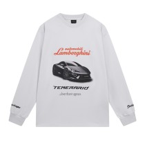 Balenciaga co-branded Lamborghini printed long-sleeved T-shirt White 250804