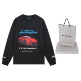 Balenciaga co-branded Lamborghini printed long-sleeved T-shirt Black 250804