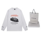 Balenciaga co-branded Lamborghini printed long-sleeved T-shirt White 250804