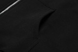 CELINE logo embroidered hooded cardigan Black 250804