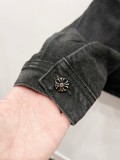 Chrome Hearts Cross Leather Patchwork Embroidered Shirt Jacket 250812