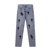 Chrome Hearts Loose-fit Leather Patch Jeans 250812