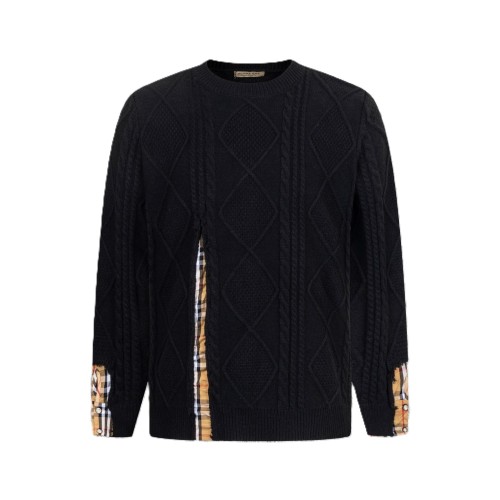 Burberry Diamond-shaped Patchwork Plaid Round Neck Sweater 250812