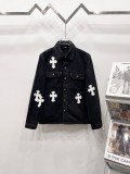 Chrome Hearts Cross Leather Patchwork Embroidered Shirt Jacket 250812