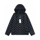 GUCCI New Classic GG Jacquard Full Print Reversible Zipper Hooded Jacket 250812