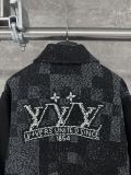 Louis Vuitton 25SS Pearl Damier Mixed Leather Cinched-Waist Baseball Jacket 250820