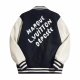 Louis Vuitton FW24 Men's Nylon Baseball Jacket with Leather Sleeves 250820
