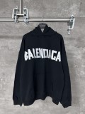 Balenciaga Silver Tape Detail Drop Shoulder Hoodie 250820